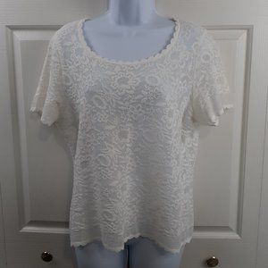 Escada Stretch Lace Short Sleeve Top